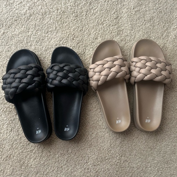 H&M Braided Slides Lot of 2 Pairs Size 38 - Picture 1 of 4
